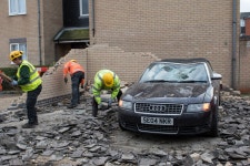 Audi S4 written off after bungling bin lorry driver clipped mans garage causing it to collapse on his car | The Sun Mans Audi... 