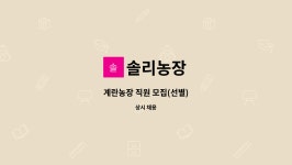 솔리농장 : 계란농장 직원 모집(선별) | 더팀스 계란농장 직원 모집(선별) by 솔리농장