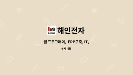 해인전자 : 웹 프로그래머, ERP구축, IT, 디지털, 전산담당 사원 모집 | 더팀스 웹 프로그래머,  ERP구축, IT, 디지털, 전산담당 사원 모집 by... 