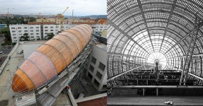 A Contemporary Art Center in Prague Builds 138-Foot Rooftop... in Prague Builds 138-Foot Rooftop Airship as a Home for Public Events