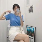 코튼 밑단 싹뚝 컷팅 크롭 A라인 미니스커트 (속바지내장♥) [H0406]... 코튼 밑단 싹뚝 컷팅 크롭 A라인 미니스커트 (속바지내장♥) [H0406]