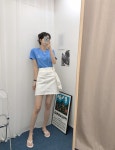 코튼 밑단 싹뚝 컷팅 크롭 A라인 미니스커트 (속바지내장♥) [H0406]... 코튼 밑단 싹뚝 컷팅 크롭 A라인 미니스커트 (속바지내장♥) [H0406]