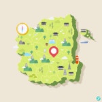 경상북도 관광지도 랜드마크 일러스트 ai 다운로드 download Gyeongsangbuk-do tourist map vector - 어반브러시