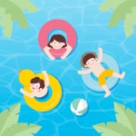 어린이 튜브 수영 물놀이 일러스트 ai 다운로드 download kids tube swimming water play vector - 어반브러시