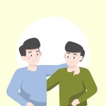 남성 어깨동무 친구 일러스트 백터 ai 다운로드 download male shoulder animal friend - 어반브러시