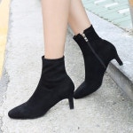 ♡예쁘고 편한슈즈♡ 바닐라슈 라블리 베이직 라운딩각코 스퀘어굽 스판 앵클부츠(6cm)