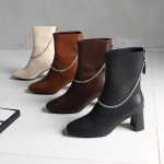 ♡예쁘고 편한슈즈♡ 바닐라슈 크라스 소프트 실버체인 백ZIP 하이앵클부츠(6.5cm)