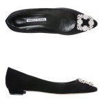 22F/W 마놀로블라닉 한기시 버클 블랙 플랫슈즈 - 워드로브 22F/W 마놀로블라닉 한기시 버클 블랙 플랫슈즈