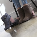 웨스트스타일 [쿠루] 여성 8.5cm 스웨이드 버클 부츠 힐 G1940