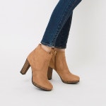 웨스트스타일 [쿠루] 여성 9.5cm 스웨이드 가보시 부츠 힐 G3747