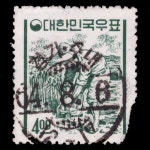 수집전문쇼핑몰 우문관 212(027) / 새원 우정 4원 농부 만월 사용제 64. 8. 6. 경기주내(4코너손상)