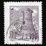 수집전문쇼핑몰 우문관 164-충남-아산-온양(02) / 지그재그투문 100환 첨성대 / 만월사용제 / 91,11,10 / 온양 /