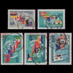 수집전문쇼핑몰 우문관 C0249-253 / 유엔군 6.25 참전 15년 / 만월 사용제 5종 / 1965.07.01~08.08.