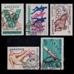 수집전문쇼핑몰 우문관 C0225-229 / 제18회 동경올림픽  / 만월 사용제 5종 / 1964.10.30~11.06.