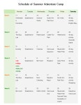 영문 캠프일정표(Schedule of Summer Adventure Camp)