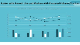 PPT 발표자료 빠르게 만드는 방법은? 표식이 있는 곡선형 & 묶은 세로 막대형 혼합차트 (하늘색) 템플릿으로 10분 완성 | 예스폼 PPT