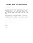 (영문/한글) 작업 결과 칭찬과 정기 작업 제안문(Good Work with an Offer for a Regular Job)