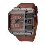 Oulm 3364 Men Square Dial Leather Belt Quartz Watch 3364 Coffee (Coffee) - Newegg.com
