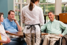 카페프리오더(CAFE FREE ORDER) | Two men in wheelchairs and a friend ordering food in a cafe... Two men in wheelchairs and a friend ordering food in a cafe