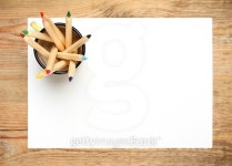 Pencils in a mug on a wooden table 이미지 (484553054) - 게티이미지뱅크 Pencils in a mug on a wooden table
