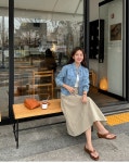 조아맘 - 스무드 데님 세미크롭 셔츠 자켓