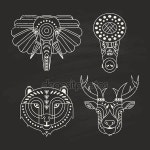 Animal portraits in geometrical flat style — 스톡 벡터 © Favetelinguis199 #77035993