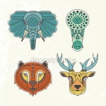 Animal portraits in geometrical flat style — 스톡 벡터 © Favetelinguis199 #85363412