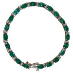 8 Carat Natural Zambian Emerald and Diamond Tennis Bracelet 14 Karat White Gold For Sale at 1stDibs 8 Carat Natural Zambian...