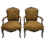 Pair of 18th Century French Bergère with Fortuny Fabric For Sale at 1stDibs Pair of 18th Century French Bergère with Fortuny Fabric