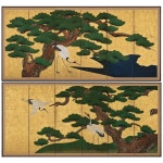 Japanese Momoyama Period Kano School Figural Six-Panel Screen... Japanese Momoyama Period Kano School Figural Six-Panel Screen...