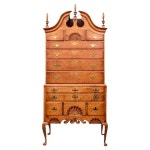 Eldred Wheeler Tiger Maple Bonnet Top High Boy In Two Parts For Sale at 1stDibs Eldred Wheeler Tiger Maple Bonnet Top High Boy In...
