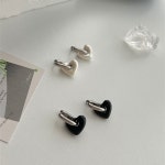 아세르로조 ubn 써지컬 진주 블랙 하트 심플 볼드 하트 투웨이 링 귀걸이(2color 선택)