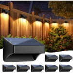 Arlmont & Co. 8-Pack Solar Fence Lights Outdoor, Waterproof Solar Powered Deck Lights, RGB Black Outside Solar Step Lights For...