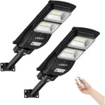 Co-t 6000 Lumens Solar Street Lights 2-Pack With Motion Sensor & Auto Dusk-To-Dawn - Wireless Outdoor Security Lighting For...