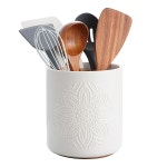 Bungalow Rose 7.2” Large Ceramic Cooking Utensil Holder With Cork Mat For Countertop, Utensil Crock For Farmhouse Kitchen Decor...