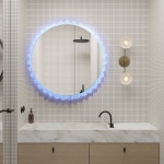 Wrought Studio™ 7 Colors Dimmable Round LED Wall Mounted Vanity Mirror With Acrylic Frame | Wayfair