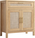 Bay Isle Home™ Buffet Sideboard Storage Cabinet with Large Drawer,Rattan Accent Wood Cabinet TV Stand with 2 Doors and...