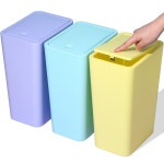 EDGAR'S FURNITURE MANUFACTURING INC Bathroom Small Trash Can With Lid,10L / 2.6 Gallon Slim Garbage Bin Wastebasket With Pop-Up...