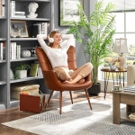 George Oliver Leather Accent Chairs, Living Room Chairs Leather Large Armchairs Accent Chairs with Metal Legs for Living Bedroom...