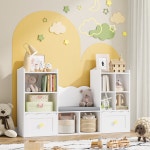 Harriet Bee 55.1"W Kids Bookcase with 2 Drawers, Soft Cushion and Reading Nook & Reviews | Wayfair
