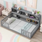 Harriet Bee Nook Floor Bed with Bookcase & Guardrails | Wayfair