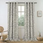 Lark Manor™ Breklyn Linen Textured 100% Blackout Floral Curtains Room Darkening Thermal Insulated Grommet Curtains & Reviews...