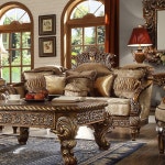Direct Marketplace LIVING ROOM SOLID WOOD/FABRIC LOVESEAT | ANTIQUE GOLD & PERFECT BROWN | Wayfair