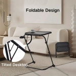 Ebern Designs Accent Desk with Cup Holder Adjustable Folding | Wayfair