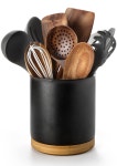 Latitude Run® 360°Rotating Utensil Holder, 7.2" Kitchen Utensil Crock, Ceramic Cooking Utensil Organizer With Countertop...