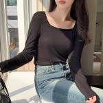 팔영해밀솔라 | 아뜨랑스 - (국내제작)(MADE/데일리템/만능이너) 솔라 쫀쫀 스퀘어넥 소프트 긴팔 티셔츠 (국내제작)(MADE/데일리템/만능이너) 솔라 쫀쫀...