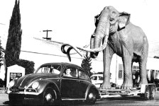 Sculptor Howard Ball Towing His Life-Size Mammoth to the La Brea Tar Pits Using Only His Volkswagen, 1967 | Flipboard