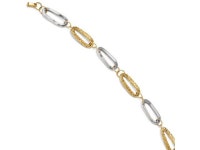 14k Two Tone Gold, 6mm Polished Mesh Link Chain Bracelet, 7.5 Inch - Newegg.com