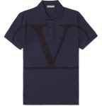Valentino - Slim-Fit Logo-Print Cotton-Piqué Polo Shirt