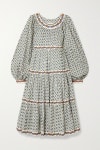 Ecru Filippa tiered printed cotton-voile dress | Tory Burch | NET-A-PORTER